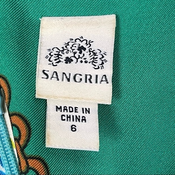 Sangria Size 6 Colourful Abstract 3/4 Sleeve Knee Length Business Dress … - Picture 10 of 16